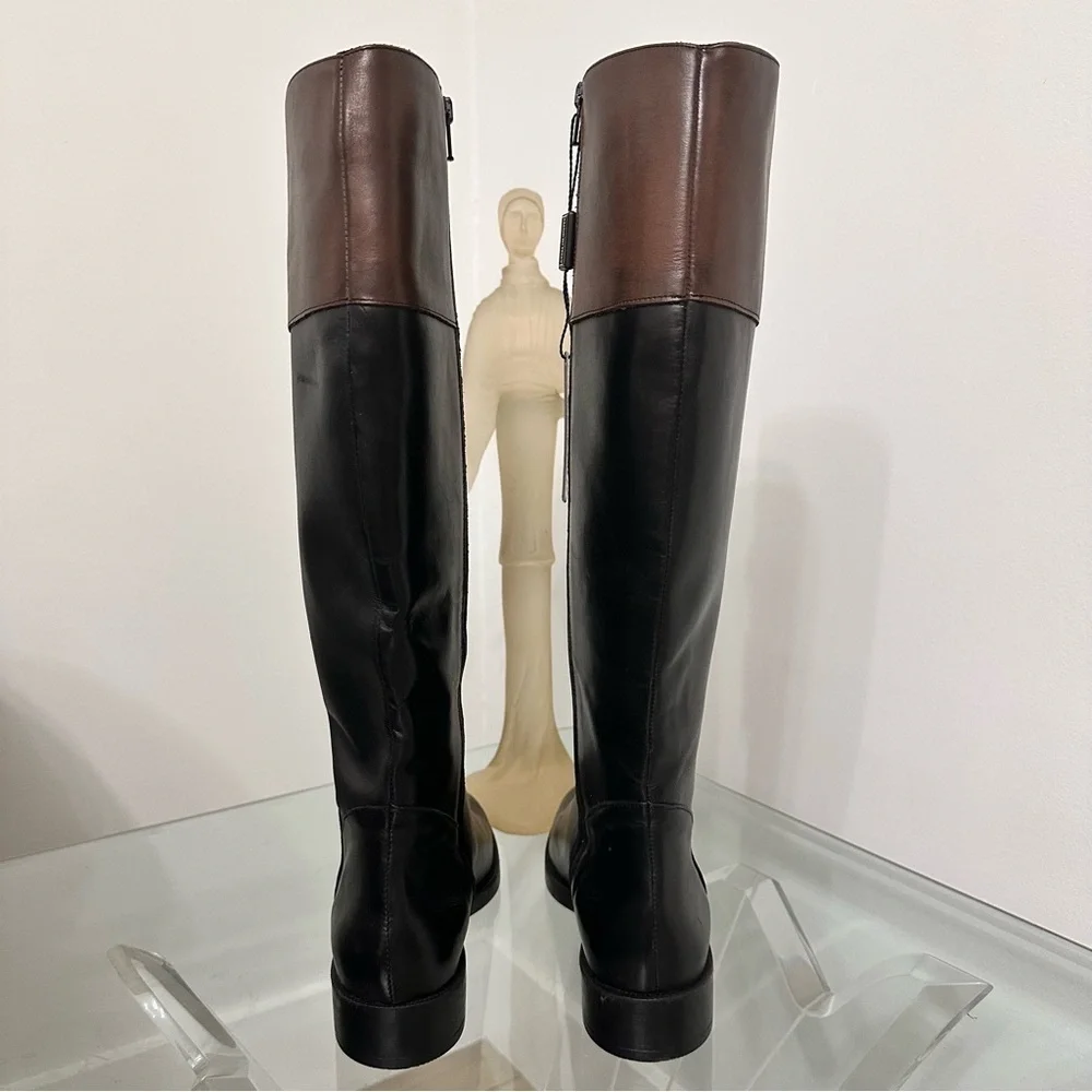 Emanuel’s Crasto Two Tone Black Brown High Shaft Leather Boots SZ 40 EU 9 US NWT